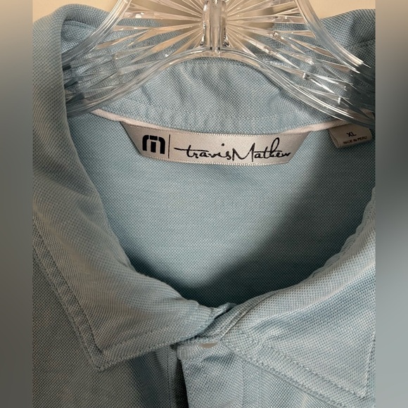 Travis Mathew Men’s Soft Blue Polo Golf Casual Shirt, w/Name, 4-Button; Size XL - Picture 3 of 7